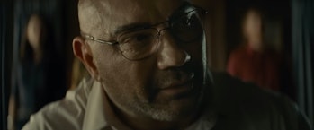 Dave Bautista as Leonard in M. Night Shyamalan's Knock at the Cabin