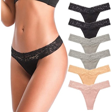 ANNYISON Cotton Lace Thongs (6-Pack)