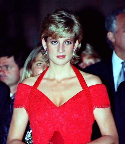 Princess Diana in a red dress