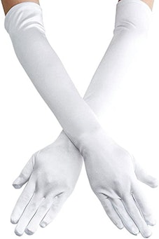 Amazon Women's Long Satin Finger Gloves Elbow Length