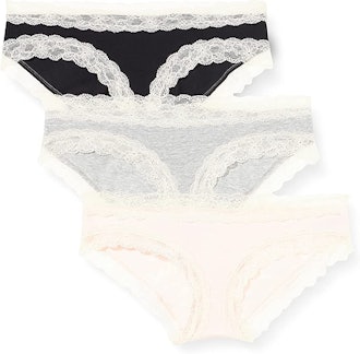 Iris & Lilly Cotton and Lace Hipster Underwear (3-Pack)