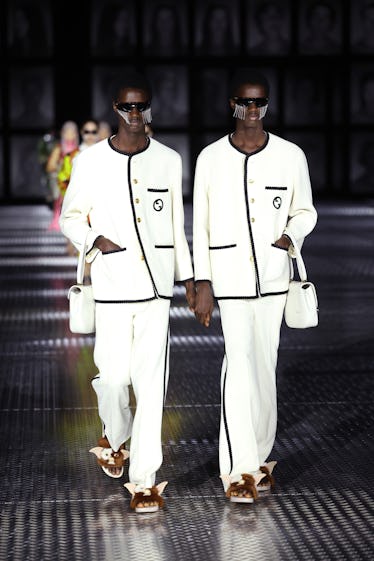 Gucci's Spring 2023 Runway Program Takes Twinning to a New Level 24 Models walk the runway of the Gucci Twinsburg Show during Milan Fashion Week Spring/Summer 2023 on S...