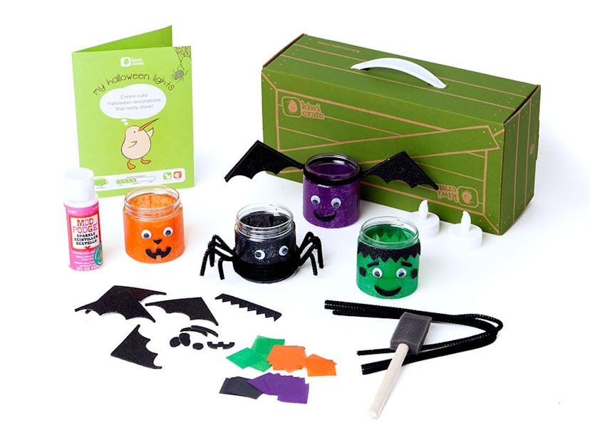 KiwiCo Halloween luminaries kit with bat, spider and Frankenstein