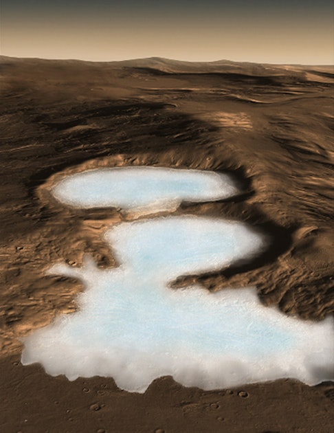 Замерзшее озеро на марсе