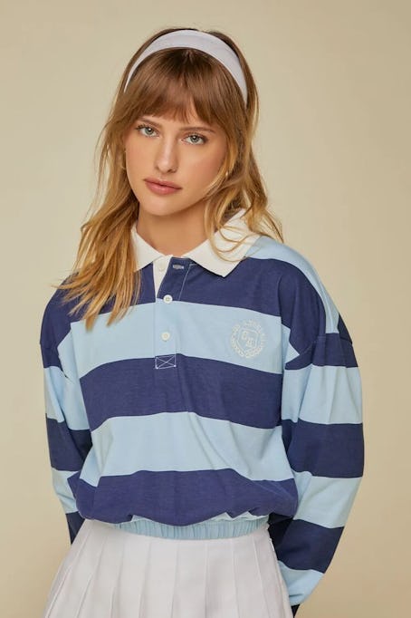 forever 21 Striped Rugby Cropped Shirt