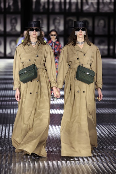 Models walk the runway of the Gucci Twinsburg Show during Milan Fashion Week Spring/Summer 2023 on S...