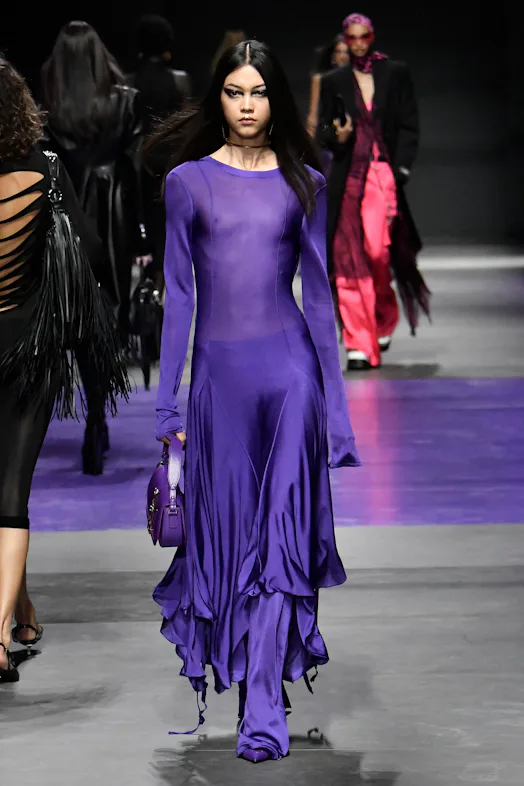 dark purple versace dress Versace Dark Purple Satin Halter Neck Mini Dress M Versace