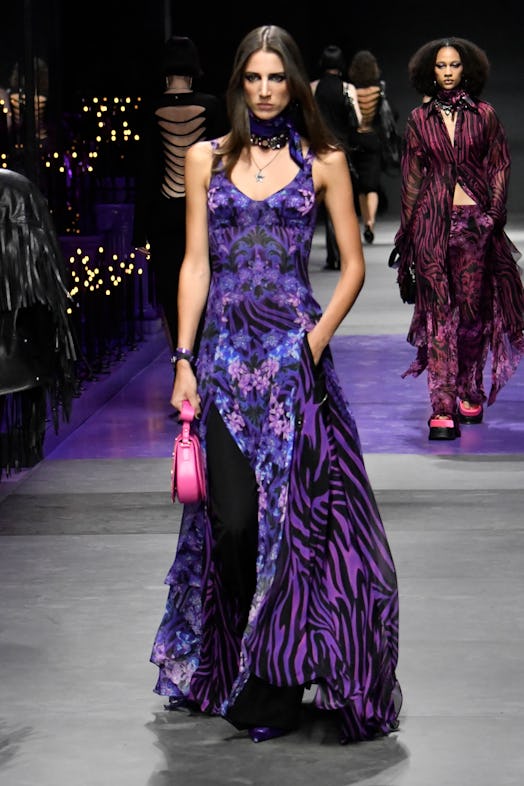 A model walks the runway during the Versace Ready to Wear Spring/Summer 2023 fashion show as part o...