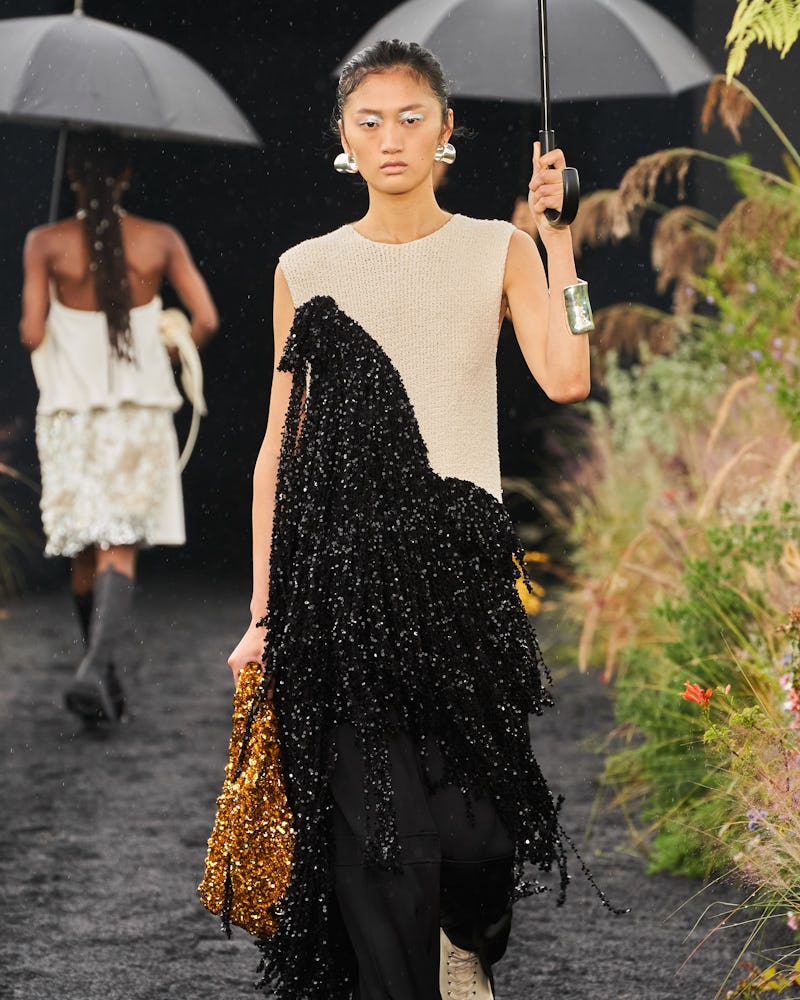 Jil Sander's sequined knit fringe dress from Spring/Summer 2023 Collection.