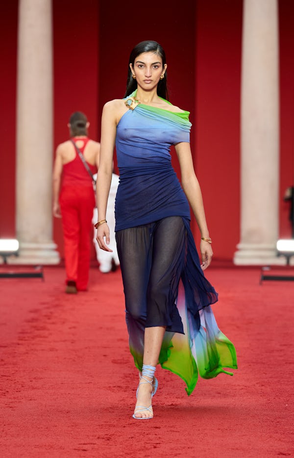 Salvatore Ferragamo's blue-and-green gradient gown from Spring/Summer 2023 Collection.