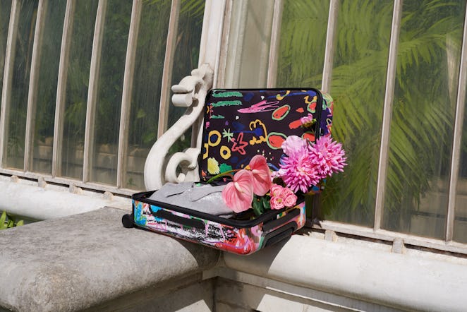 Ashish Gupta's design on suitcase from Away's new collection.