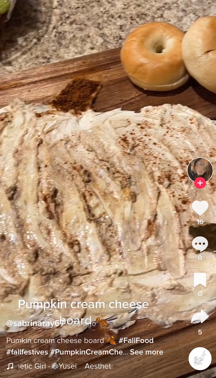 This pumpkin version is one of the cream cheese boards on TikTok. 