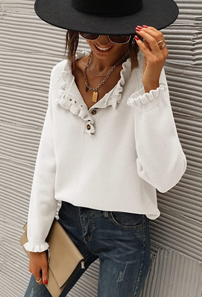 BTFBM Ruffle Henley Sweater