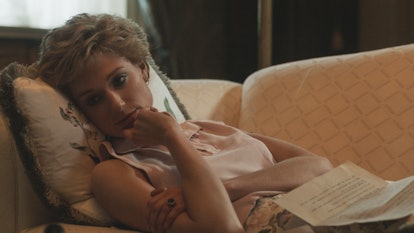 Elizabeth Debicki as Princess Diana looking contemplative in 'The Crown' season 5