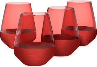 Red Stemless Wine Glasses