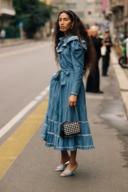 The Best Outfit Ideas From Milan Fashion Week  Blue pants outfit, Wide leg pants  outfit, Fashion week outfit