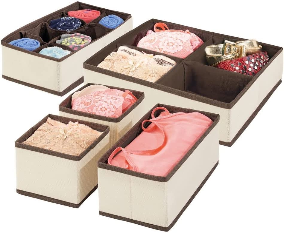 mDesign Soft Fabric Dresser Divided Storage Organizer