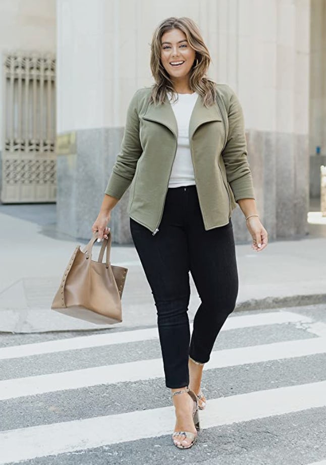 The Drop Long Sleeve Knit Moto Jacket