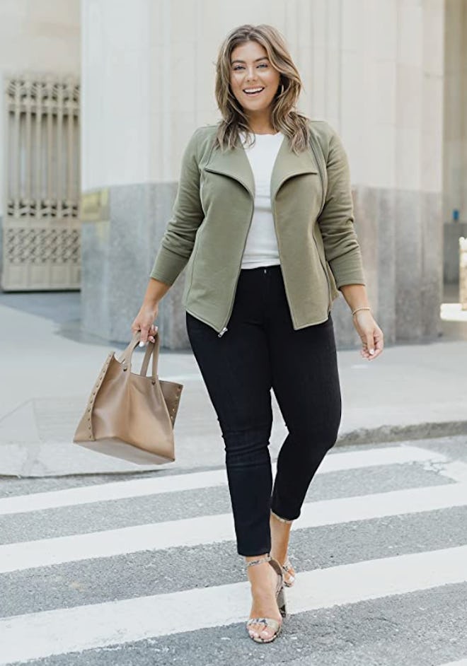 The Drop Long Sleeve Knit Moto Jacket