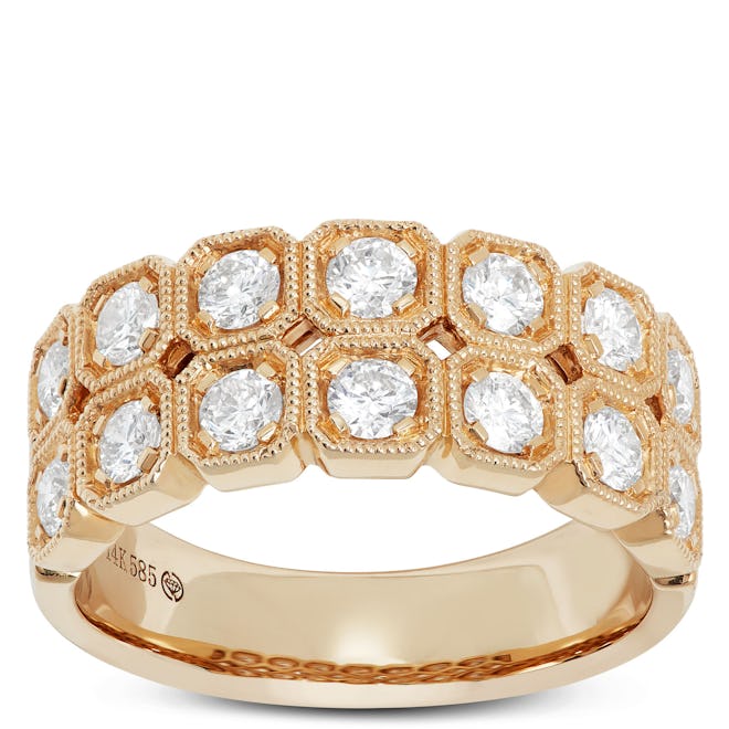 Millgrain Boxset Diamond Ring in 14K Yellow Gold