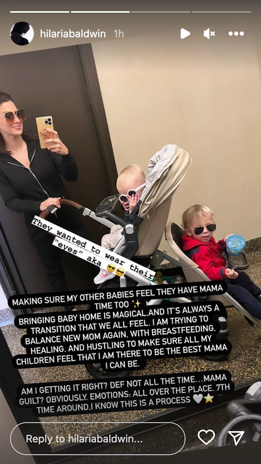 Hilaria Baldwin posted a picture of her pushing Eduardo and Maria Lucia in a double stroller.
