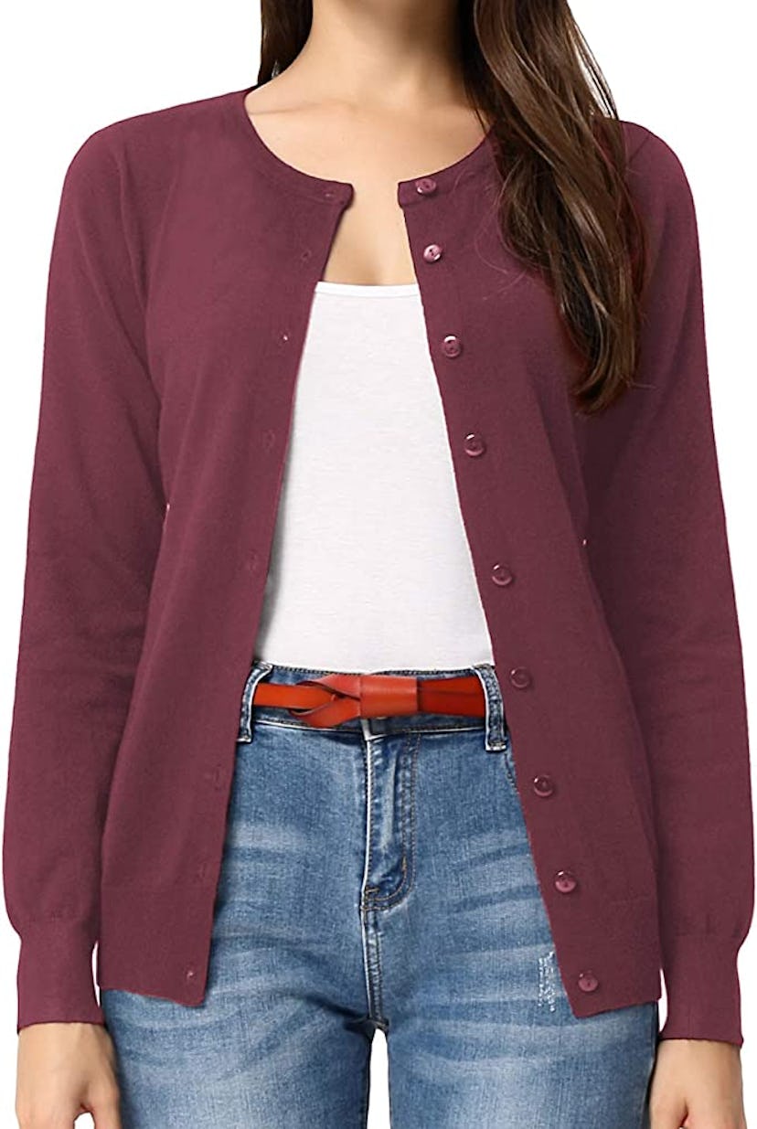 GRACE KARIN classic crewneck women's cardigan