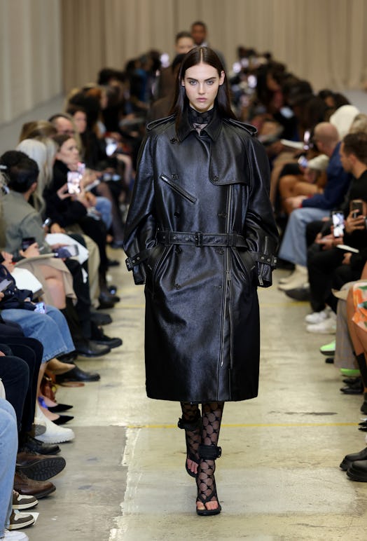 A female model walking the runway at the Burberry show during London Fashion Week September 2022 in ...