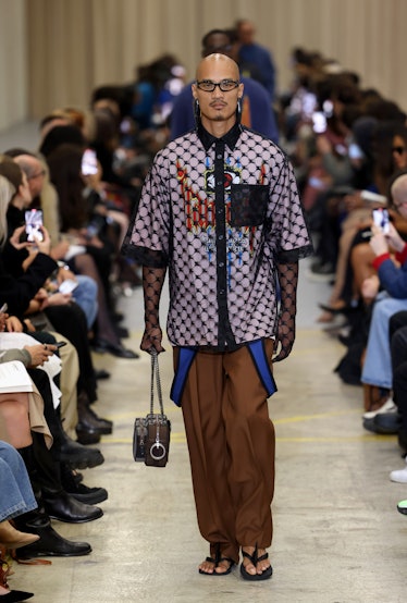 A model walks the runway at the Burberry show during London Fashion Week September 2022.