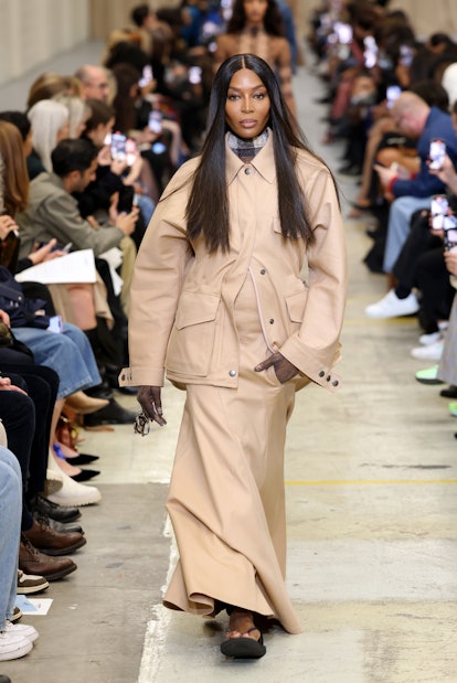 Naomi Campbell walking the Burberry runway at London Fashion Week