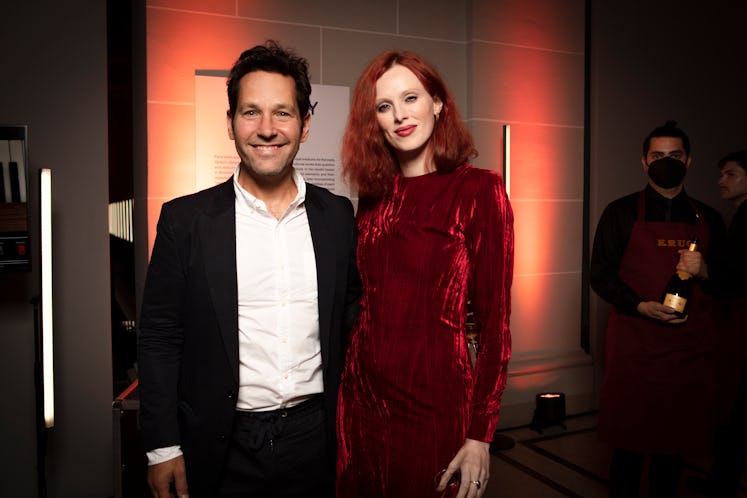 Paul Rudd and Karen Elson posing at a Krug Champagne party