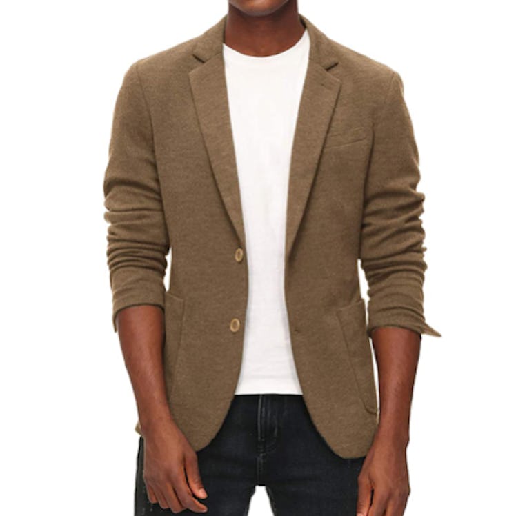 A lightweight, knit blazer gives just the right amount of comfort and style.