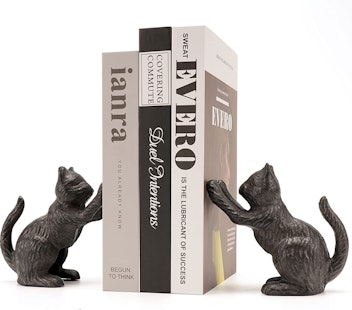 Black cat book ends are good for Halloween and beyond.