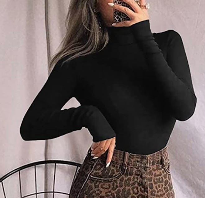 MANGOPOP Mock Turtle Neck Long Sleeve Top