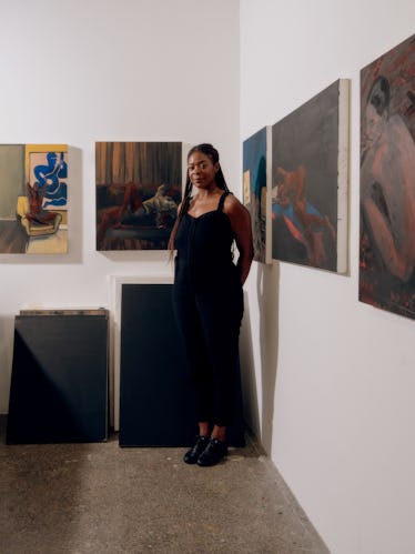 Artist Danielle Mckinney on 'Golden Hour' at Marianne Boesky Gallery 5 Danielle standing in the corner of her studio at Mana Contemporary