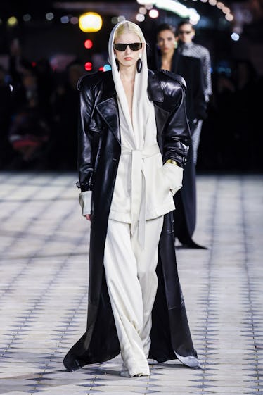 A model walks the runway during the Saint Laurent Womenswear Spring/Summer 2023 show as part of Pari...