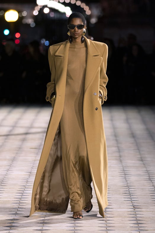 A model walks the runway during the Saint Laurent Womenswear Spring/Summer 2023 show as part of Pari...