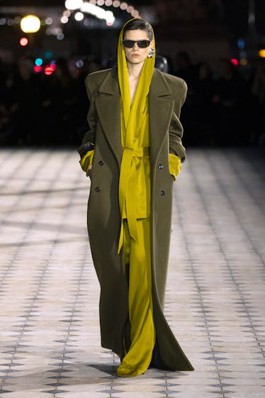 A model walks the runway during the Saint Laurent Womenswear Spring/Summer 2023 show as part of Pari...