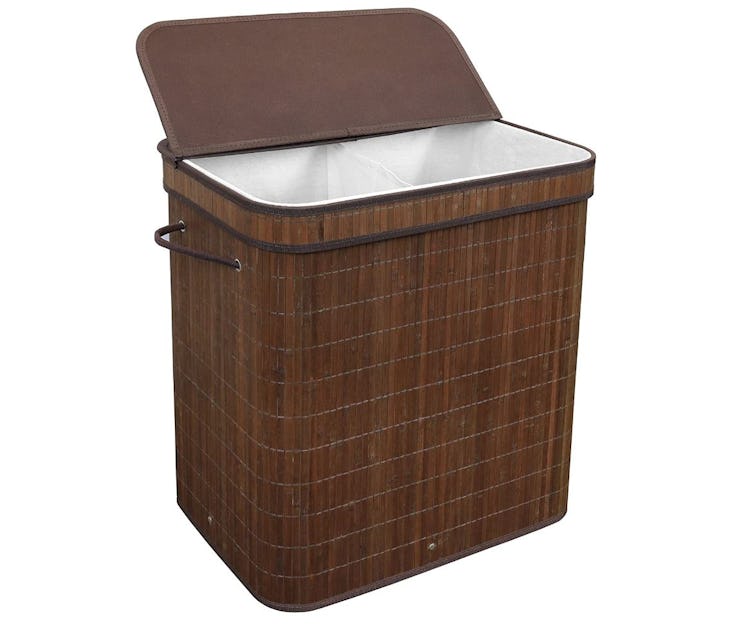 Greenco Bamboo Foldable Double Hamper