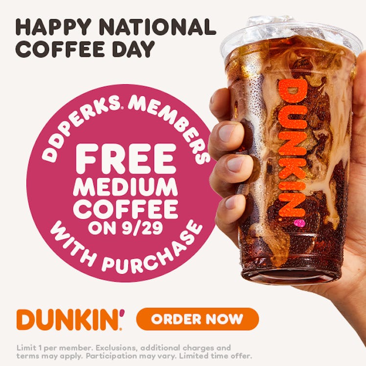 National Coffee Day 2022 deals include Dunkin'.