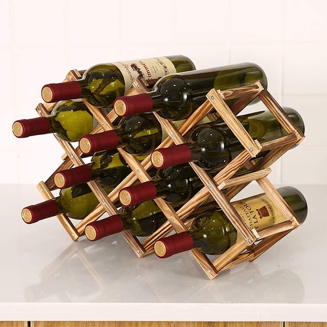 10-Bottle Wooden Wine Rack