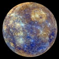 Colorful Mercury image with craters visible