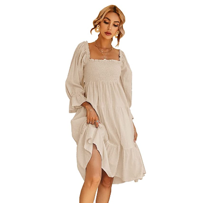 R.Vivimos Off Shoulder Boho Midi Dress