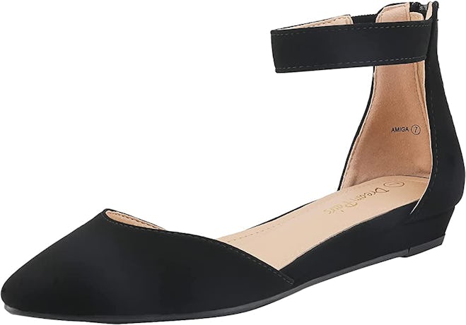 DREAM PAIRS Low Wedge Ankle Strap Flats
