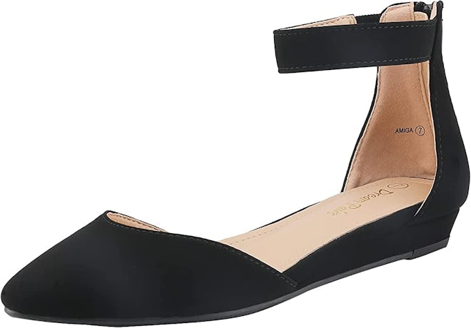 DREAM PAIRS Low Wedge Ankle Strap Flats