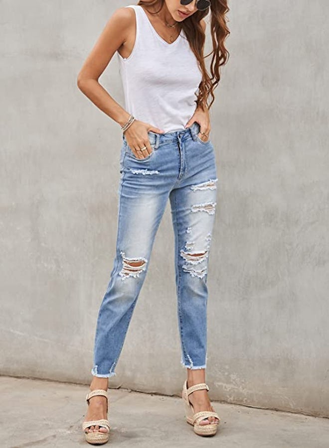 Dokotoo Raw Hem Boyfriend Denim