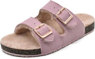 ONCAI Furry Buckle Slide Sandals 