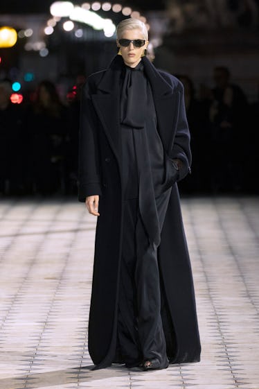 A model walks the runway during the Saint Laurent Womenswear Spring/Summer 2023 show as part of Pari...