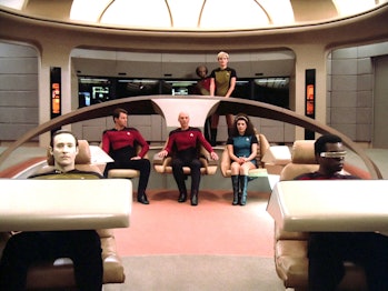 The cast of Star Trek: The Next Generation in "Encounter at Farpoint," in 1987.