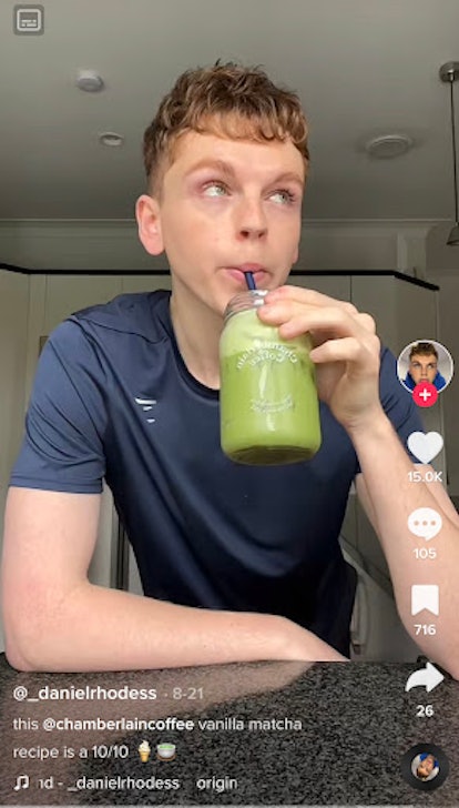 This matcha latte inspired by Emma Chamberlain is a TikTok drink recipe.