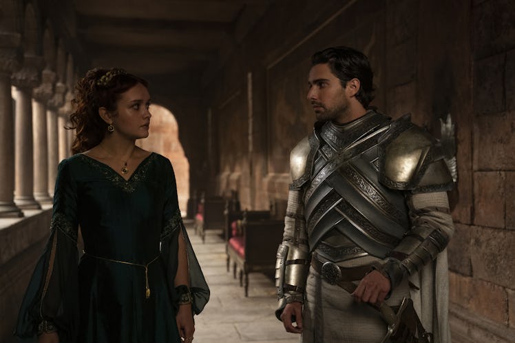 Olivia Cooke as Alicent Hightower and Fabien Frankel as Ser Criston Cole in House of the Dragon Epis...
